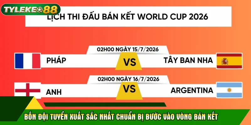 Bốn đội tuyển xuất sắc nhất chuẩn bị bước vào vòng bán kết